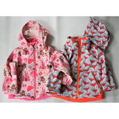 Softselljacken für Kinder, 2 verschiedene Modelle, "kleine Prinzessin" rosa und "Fuchs" grau, Gr. 98 - 128