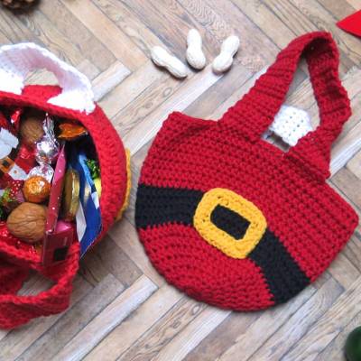 Knotenbeutel - Weihnachtsmann-Bauch - Häkelanleitung
