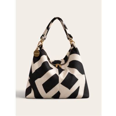 Handmade Upcycling Slouchy Bag Schwarz/Weiß - Unikat