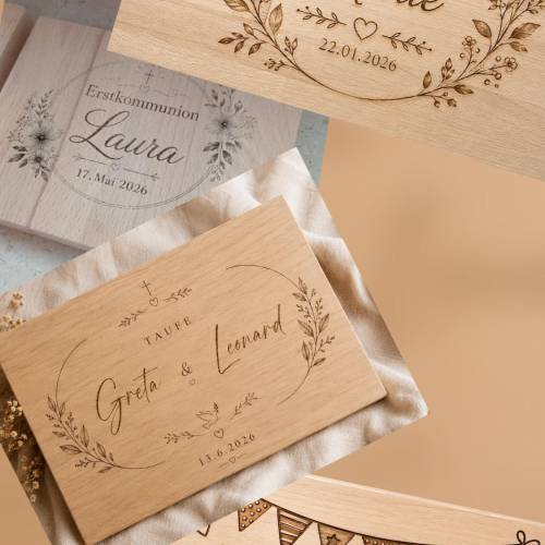 Personalisiertes Leimholzschild – Graviertes Geschenk für verschiedene Anlässe z.B. Taufe, Kommunion, Einschulung, Konfi