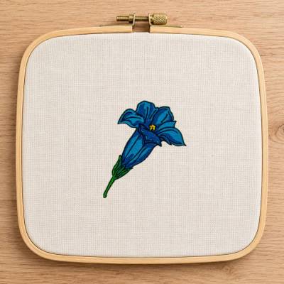 Enzian Stickdatei in 2 Größen | Alpenblume Stickmuster | Blumen Stickdatei | Maschinenstickerei
