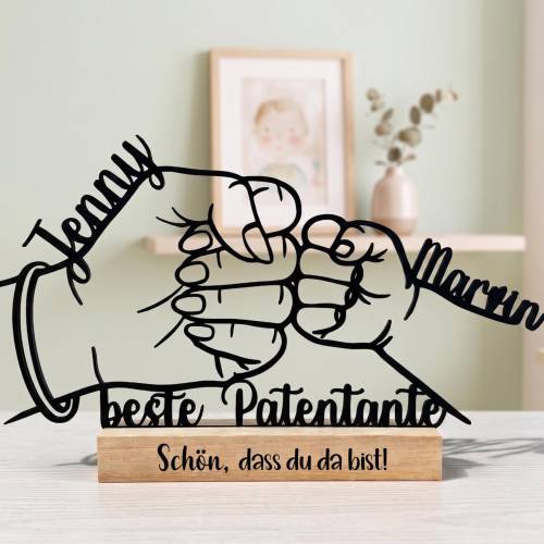 Personalisierter Aufsteller Beste Patentante | Line Art 3D-Druck mit Namen | Geschenk zur Taufe