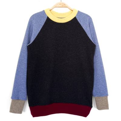 Kaschmirpullover Größe 158/164 grau blau / Upcycling Kinderpullover 100% Kaschmir