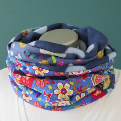 Schlauchschal Schal bunt Unikat warmer Fleece Patchwork Loopschal Kuschelschal zum Wenden