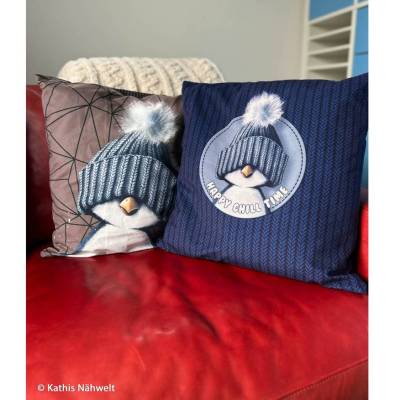 Swafing ON THE ROCKS PILLOWS BY THORSTEN BERGER, Panel, Pinguin m. Mütze, VELVET