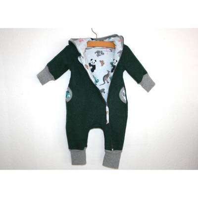 Wollwalk-Overall, 2 verschiedene Modelle,  Wollwalk grün, Futter Bio-Sommersweat, Gr. 62 - 86
