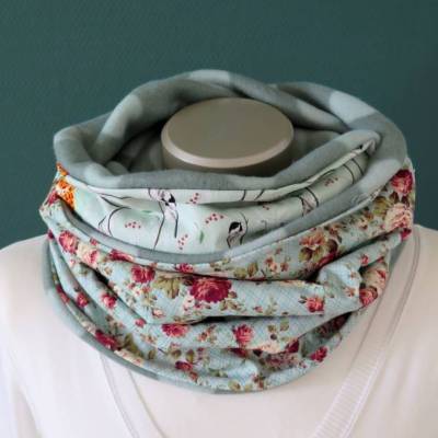 Schal Unikat warmer Fleece Patchwork Loopschal Schlauchschal Kuschelschal zum Wenden Loop