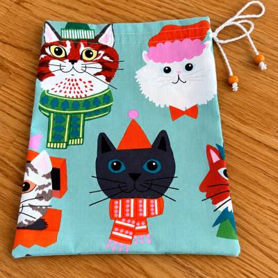 Handgefertigter Geschenkbeutel aus Baumwolle | Weihnachtsbeutel | Nikolausbeutel | Wiederverwendbare Geschenkverpackung