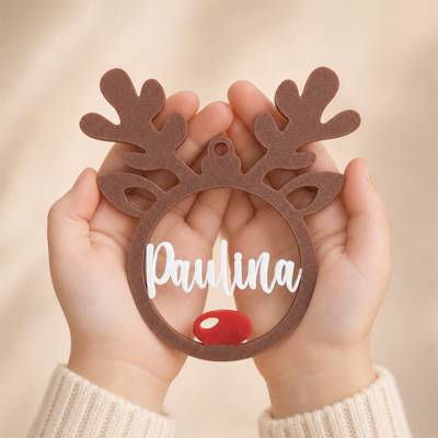 Rentier Anhänger personalisiert mit Wunschname – individueller Christbaumschmuck, Weihnachtsdeko handgemacht