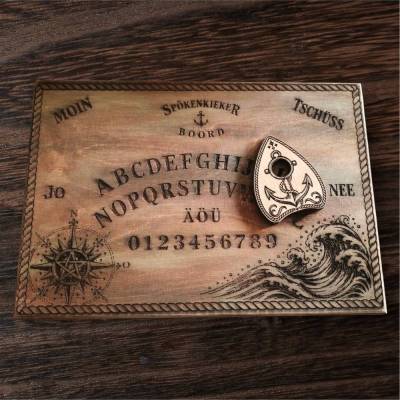 Spökenkieker Boord Hexenbrett aus Holz Plattdeutsches Ouija Brett mit Planchette Norddeutsche Gothic ein  Deko Geschenk