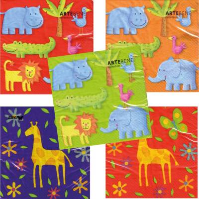 5 Packungen Lunchservietten für Kinder mit Dschungel- und Zootieren von Artebene und Stewo