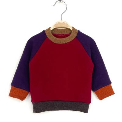 Babypullover Größe 68 rot/violett 100% Kaschmir / Upcycling Kaschmirpullover für Babys 