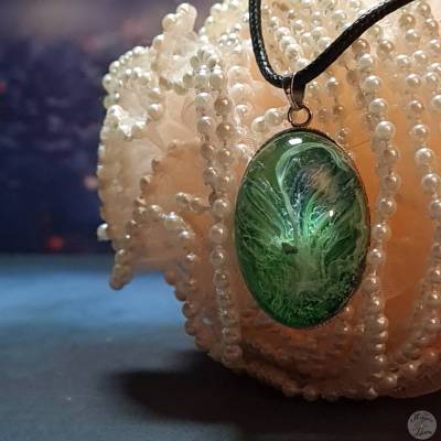 Harz Kette grün braun "Baum des Lebens" | Resin Anhänger Unikat