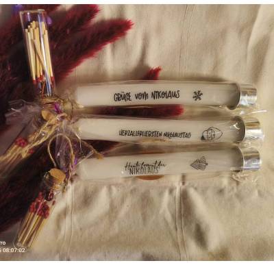 Stabkerze mit Spruch – Advent, Nikolaus & Weihnachten