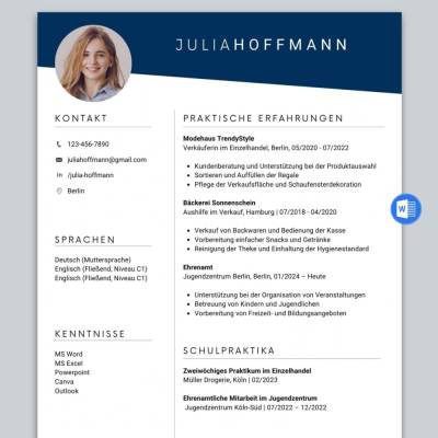 Lebenslauf Vorlage Duales Studium – Tabellarischer Lebenslauf für Abiturienten | Bewerbung Word & PDF