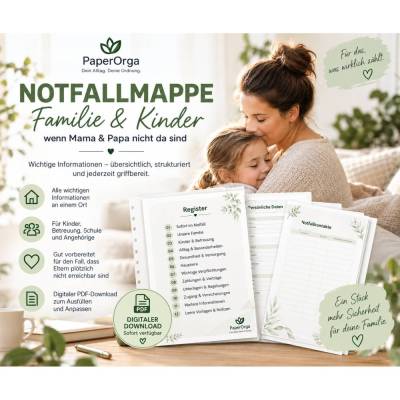 Notfallmappe Familie & Kinder – wenn Mama & Papa nicht da sind | PDF-Vorlagen