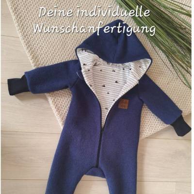Wollwalkoverall Baby Kinder Gr. 56-110 mit Innenfutter, Walkoverall Walkloden 100% Wolle handmade, individuell gefertigt