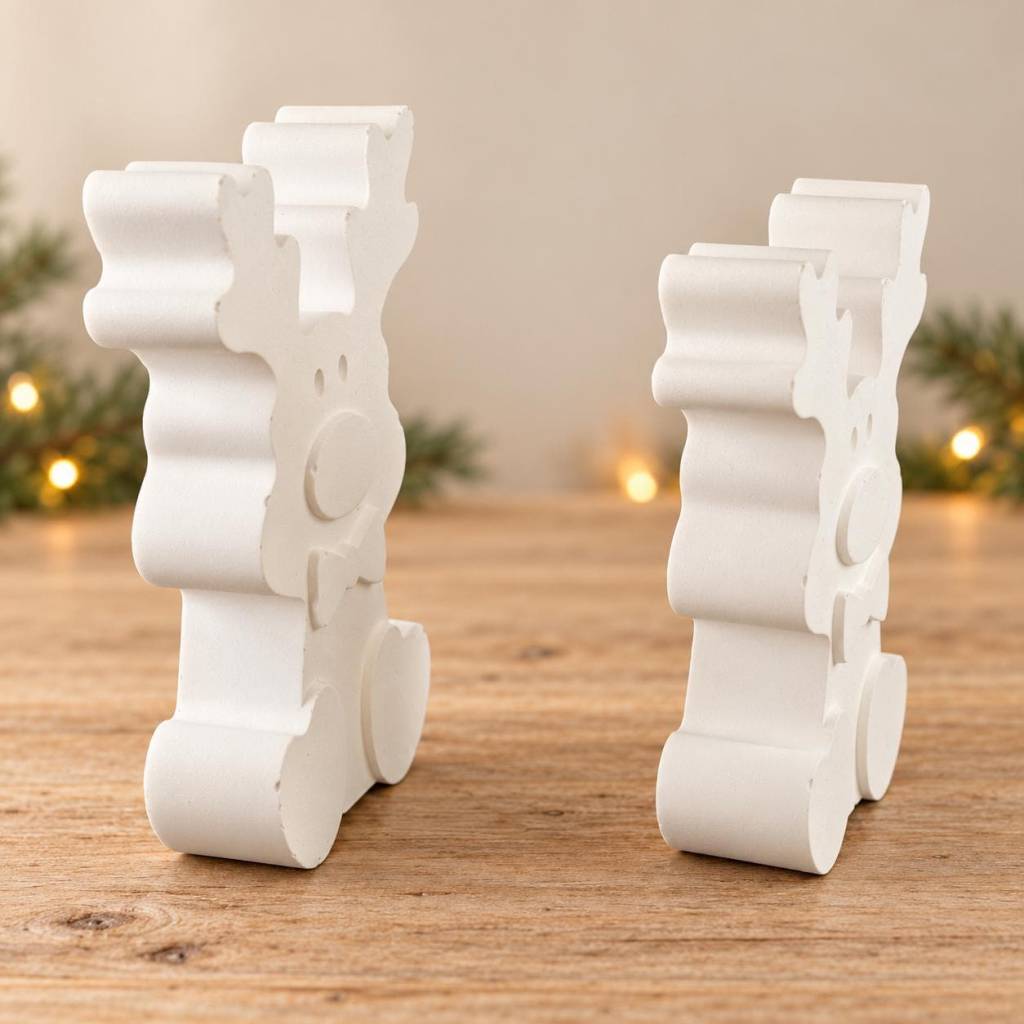 Weihnachtsdeko Rentiere im Set | Zwei weiße Dekofiguren aus Venusarm
