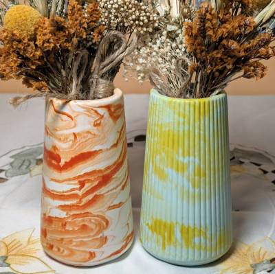 Raysin 200 Vasen-Set Handmade Orange Gelb wasserdicht ca. 10 cm Deko Vase