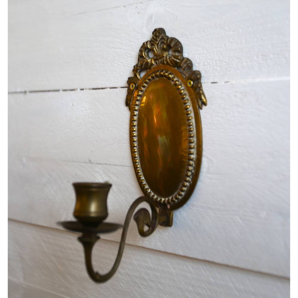 kleiner Wandkerzenhalter Messing Vintage