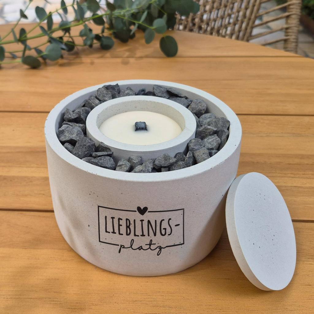 Tischfeuer / Wachsfresser / Feuerschale / Geburtstag / Männer / Geschenk / moderne Deko / Schmelzfeuer / Beton /Hochzeit