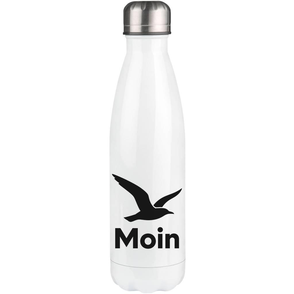 Moin für unterwegs – 500 ml Trinkflasche aus Edelstahl mit Möwenmotiv