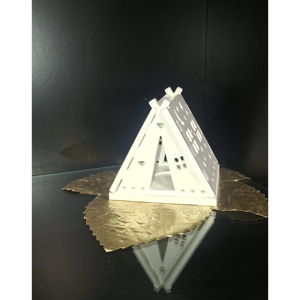 Weißes Windlicht Haus für Teelichter