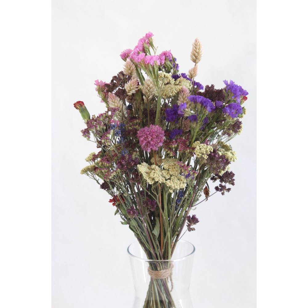 Trockenblumen-Strauß »Mediterran 2« – Strandflieder, Schafgarbe, Celosie, Oregano