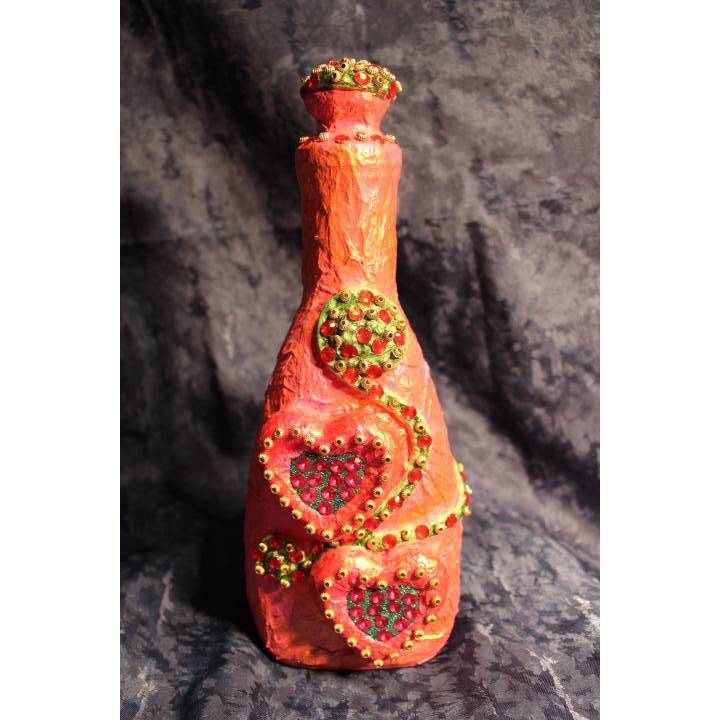 Dekoflasche Wohndekoration HERZ & RANKE Upcycling Flasche Flaschenkunst Dekoration Collage Deko Kunst Geldgeschenk