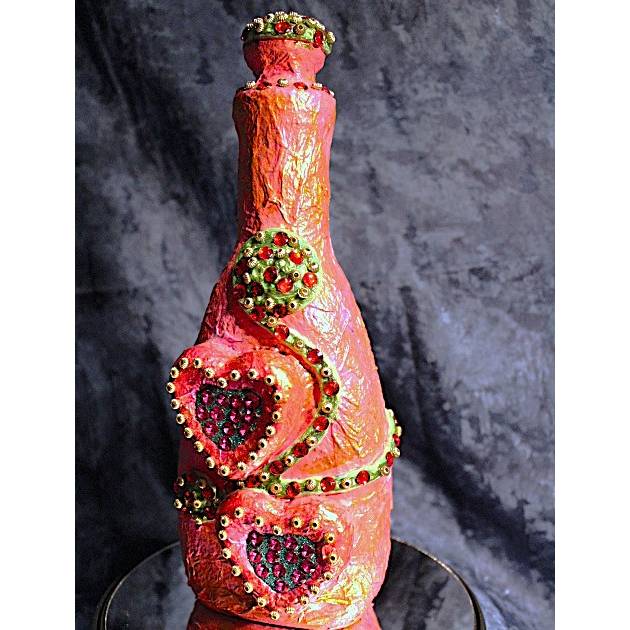 Dekoflasche Wohndekoration HERZ & RANKE Upcycling Flasche Flaschenkunst Dekoration Collage Deko Kunst Geldgeschenk