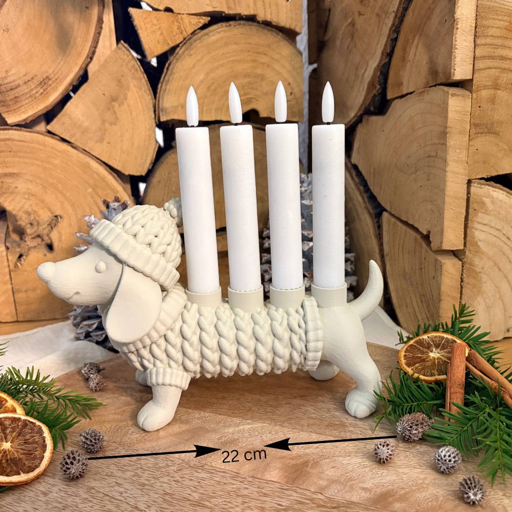 Deko zu Weihnachten, Idee Adventskranz, Dackel Adventskranz, Ausgefallen Adventskranz Trend, Tischdeko für Weihnachten