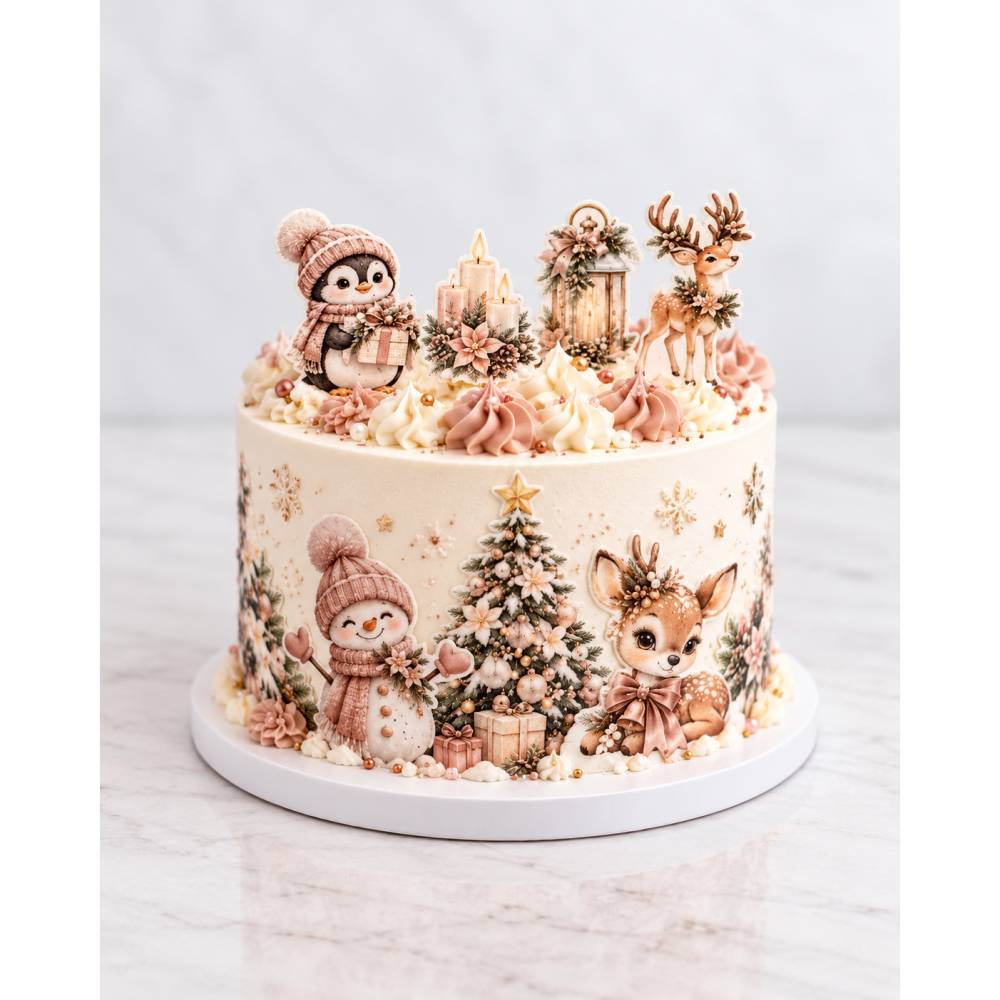 Weihnachten Tortendeko essbar in Rosa Gold