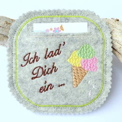 Eis ITH Stickdatei Eis Gutschein verschenken 10x10cm