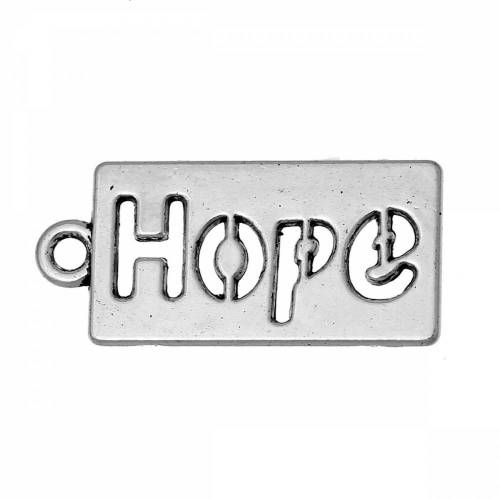 10 Anhänger, hope, Hoffnung, charm, charms, Schmuckanhänger, silber,  74874