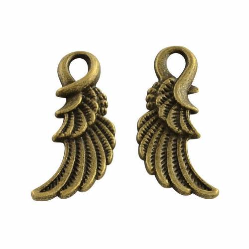 10 Anhänger, Flügel, Engel, charm, charms, Schmuckanhänger, bronzefarben, beschützen,   040-017
