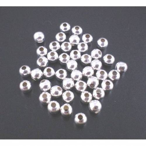 500 Metallperlen, versilbert, 4mm, glatt, Perlen, Schmuckperlen,  01635