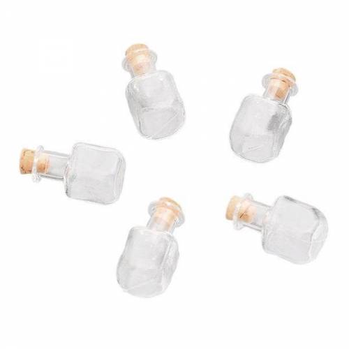 5 Glasflachen, Glas, Korken, 29x14,5mm, 82863
