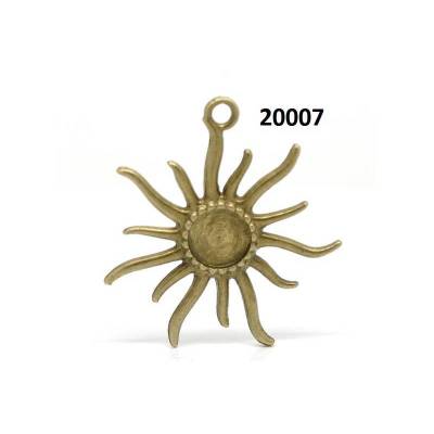 1 oder 10 Anhänger, Fassung, Schmuckanhänger, Cabochon, 12mm, Sonne,
