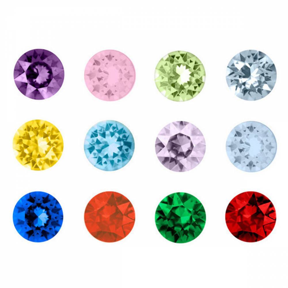 12 geschliffene Glassteine, bunt, Monatssteine, 5mm