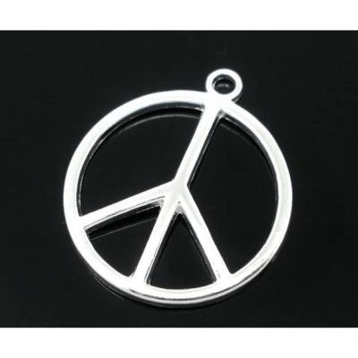 10 XL  Anhänger, peace, Frieden, silber, charm, rund, 