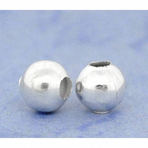 50 Metallperlen,  8 mm, versilbert, Perlen, Schmuckperlen, glatt   06313