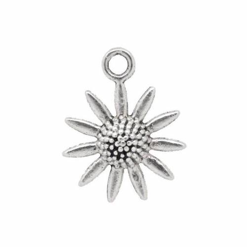 10 oder 50 Stück Anhänger,  Blume, Charm, Vintage-Stil, Blumen, silber, antiksilber, Schmuckanhänger,22868