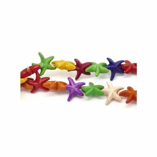 35 Seesterne, Seesternperlen, Howlithe, Türkis, bunt gemischt,Schmuckperlen,  martitim, 18957