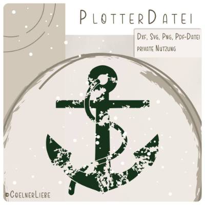 Plotterdatei Anker – maritimes Design mit Vintage-Effekt