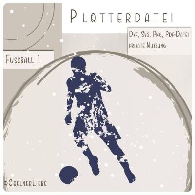 Plotterdatei Fussball 1 – Dynamische Spieler Silhouette im Grunge-Look für DIY-Projekte