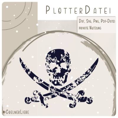 Plotterdatei Totenkopf mit Säbeln – Piraten Vintage Design für DIY-Projekte