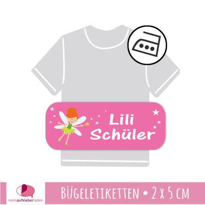 52 permanent Bügeletiketten | Fee rosa - 2  x 5 cm 