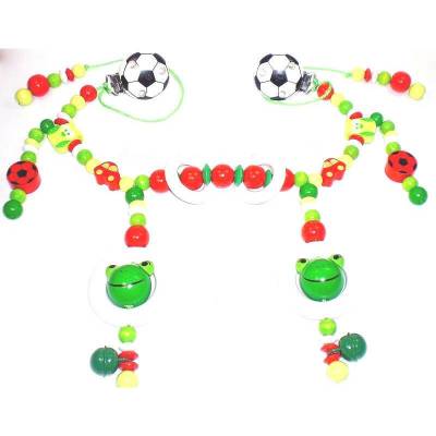 Kinderwagenkette ohne Namen Frosch Fußball Motorik Spielkette Junge grün rot