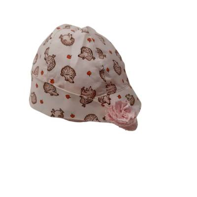 Süßer Mädchen Sonnenhut "eine Dame", Gr. 48-50, Kindersonnenmütze mit Igel Motiv