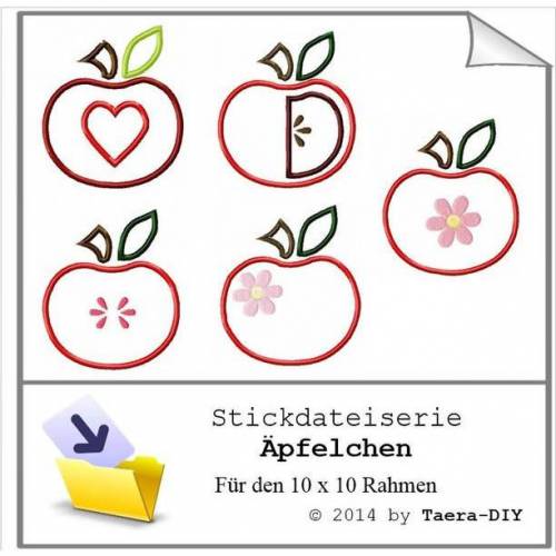 Stickdatei Serie Äpfelchen Apfel Blume Applikation